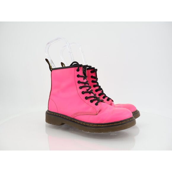 Dr Doc Martens Girls 1460 J Boots Size 3 Hot Pink Lace Up Combat Shoe - Picture 1 of 14